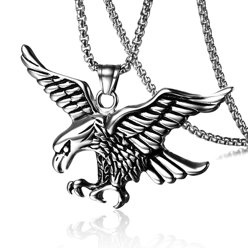 Stainless Steel Men's Eagle Pendant Necklace