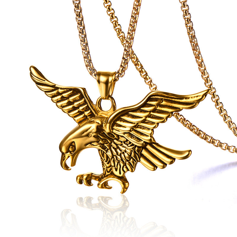 Stainless Steel Men's Eagle Pendant Necklace