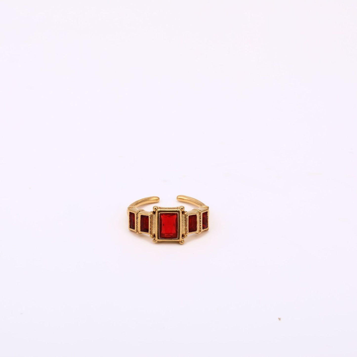 Stainless Steel Square Birthstone Ring