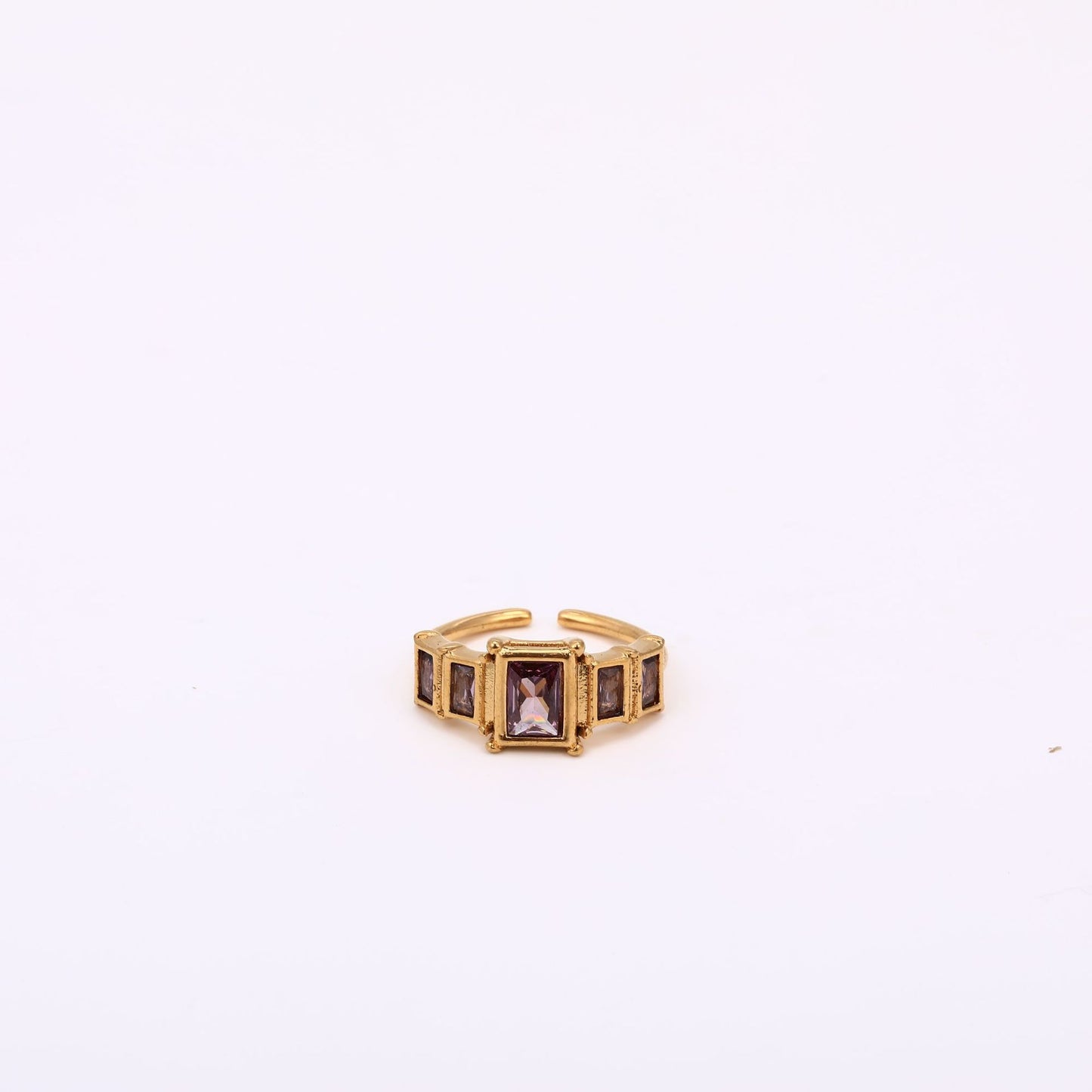 Stainless Steel Square Birthstone Ring