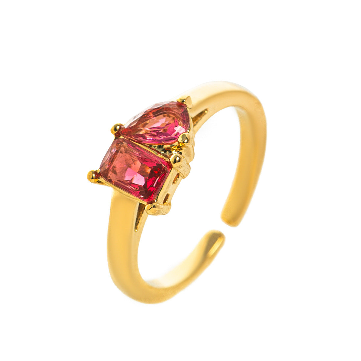 Stainless Steel 2 Birthstones Cuff Ring