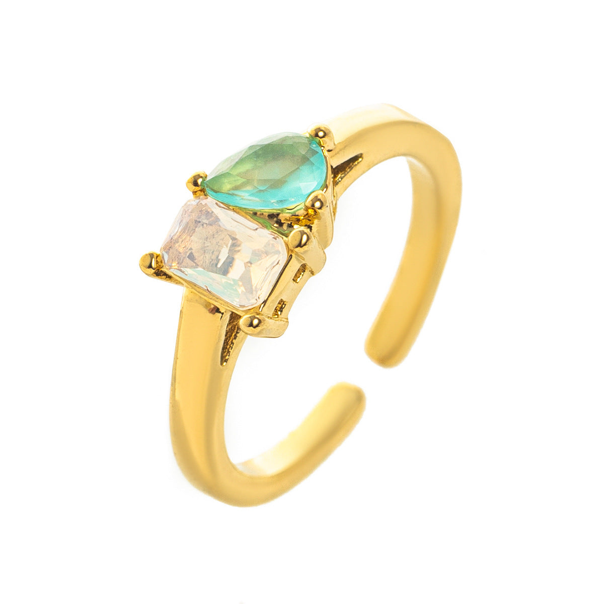 Stainless Steel 2 Birthstones Cuff Ring