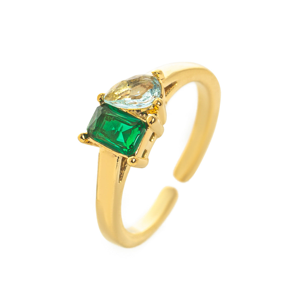 Stainless Steel 2 Birthstones Cuff Ring