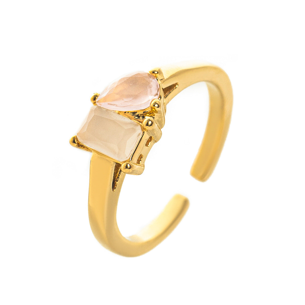 Stainless Steel 2 Birthstones Cuff Ring
