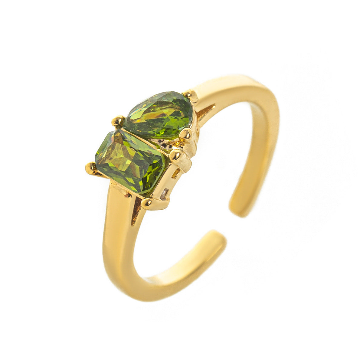 Stainless Steel 2 Birthstones Cuff Ring