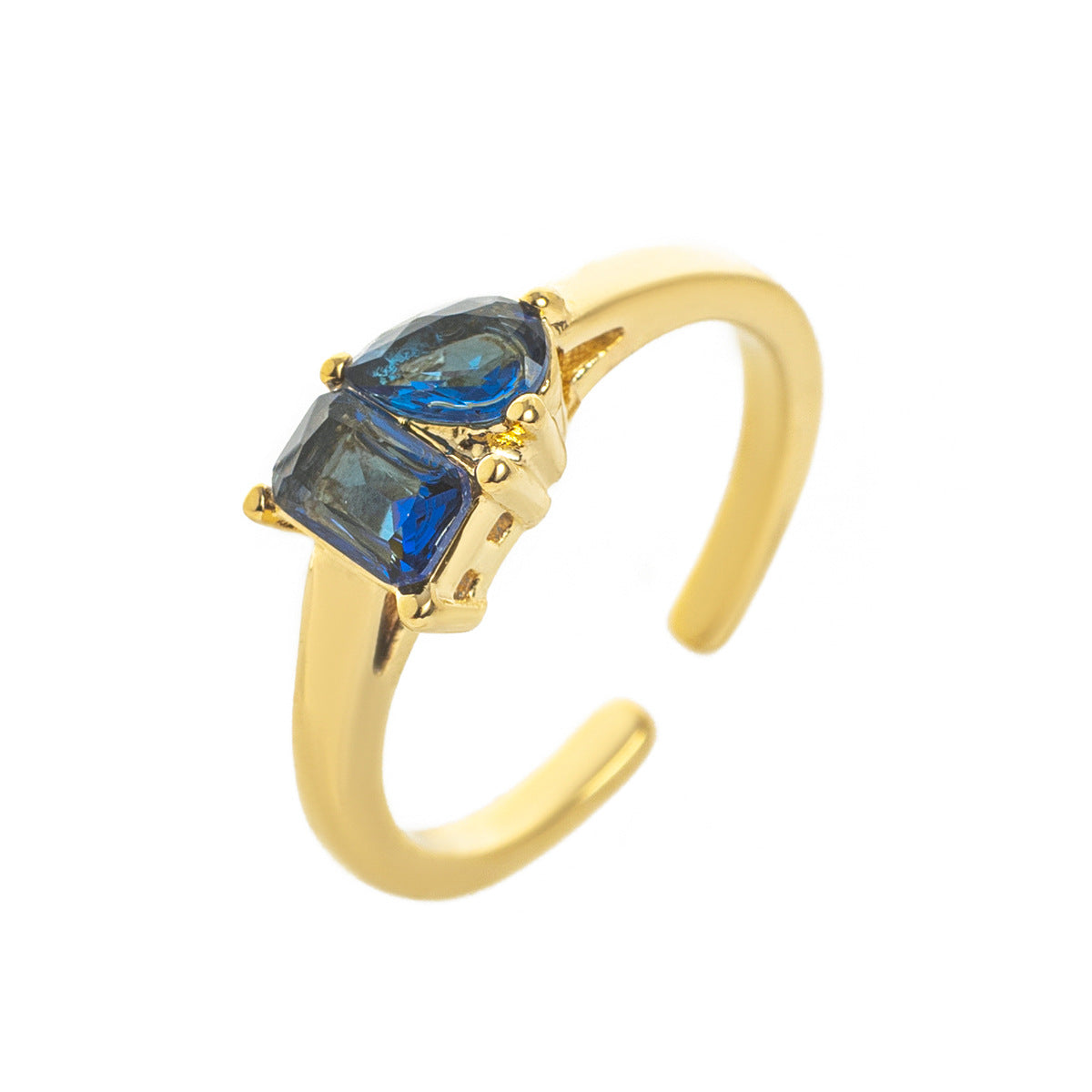 Stainless Steel 2 Birthstones Cuff Ring