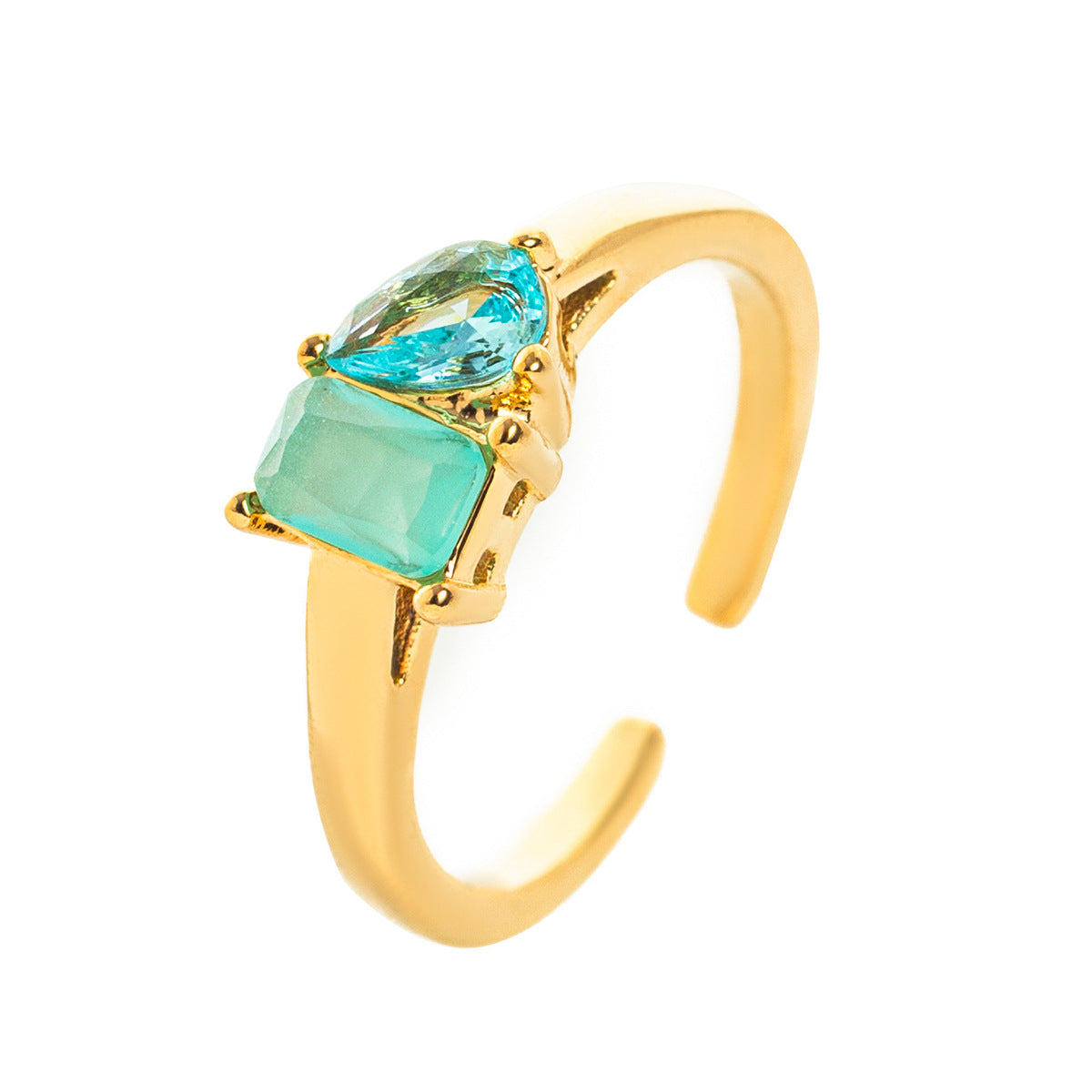 Stainless Steel 2 Birthstones Cuff Ring