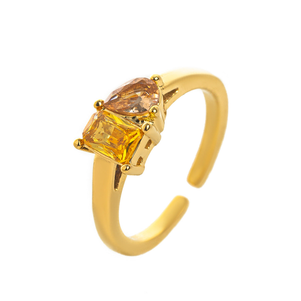 Stainless Steel 2 Birthstones Cuff Ring
