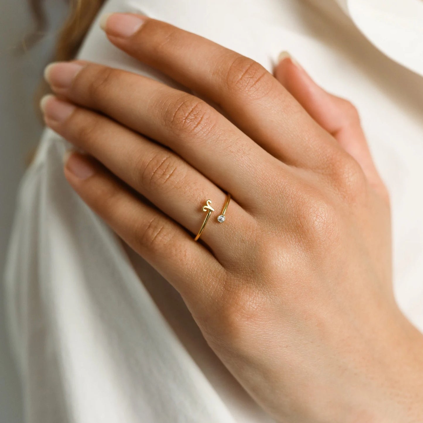Stainless Steel Zodiac Birthstone Adjustable Cuff Ring