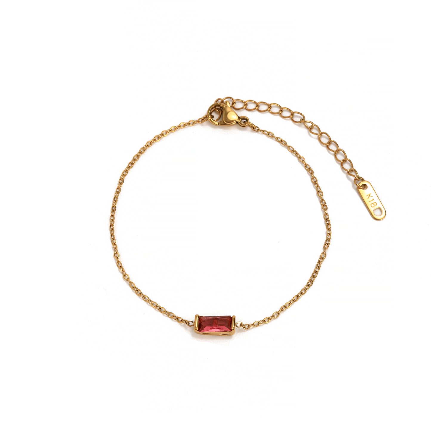 Stainless Steel Square Birthstone Bracelet