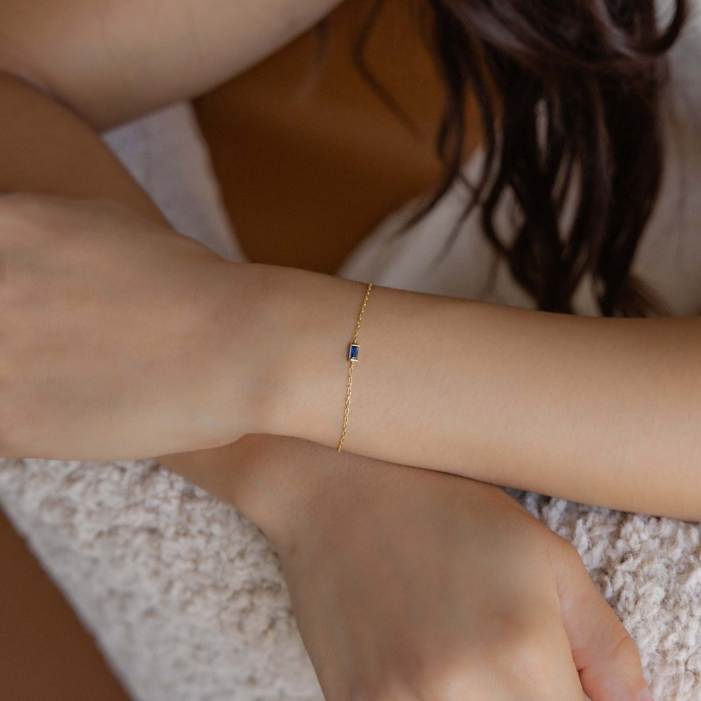 Stainless Steel Square Birthstone Bracelet