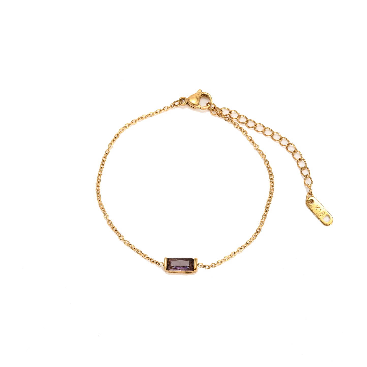 Stainless Steel Square Birthstone Bracelet