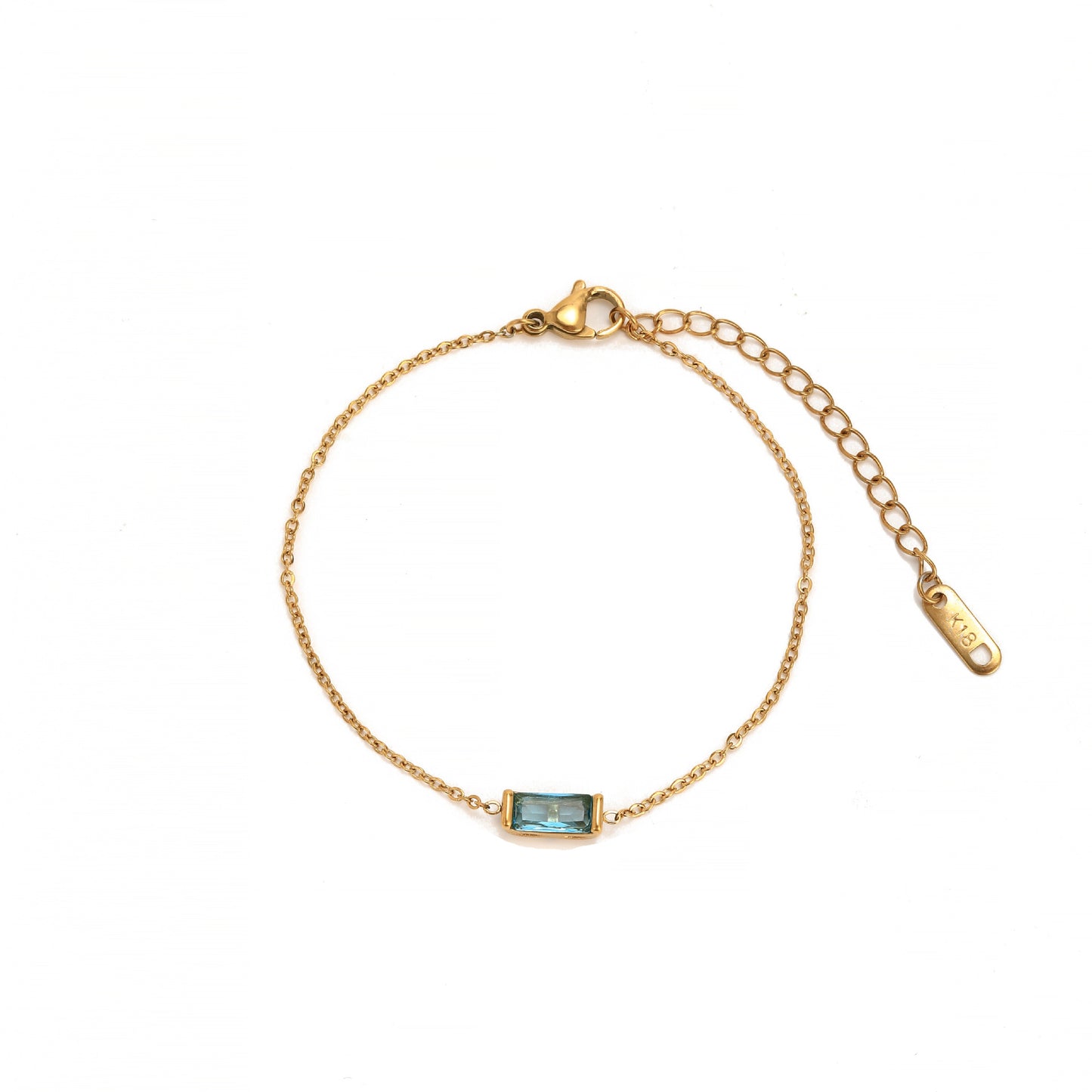Stainless Steel Square Birthstone Bracelet