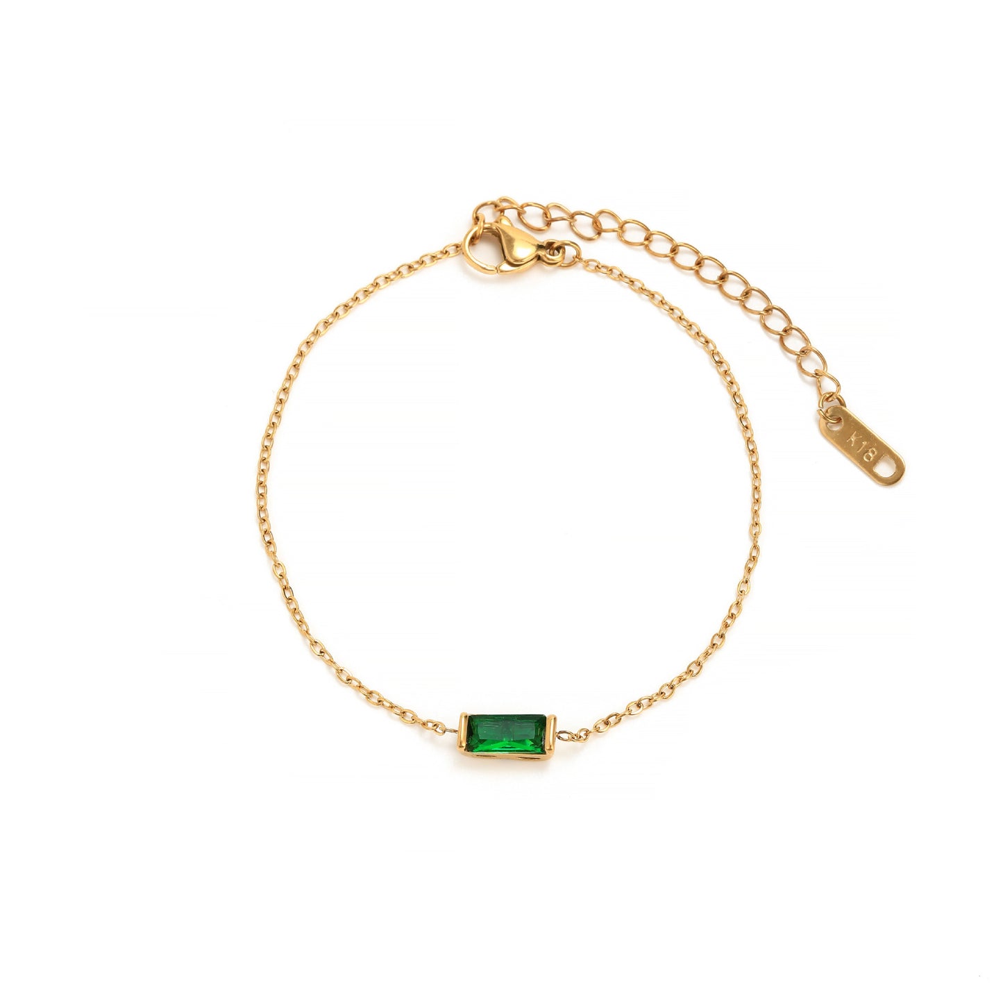 Stainless Steel Square Birthstone Bracelet