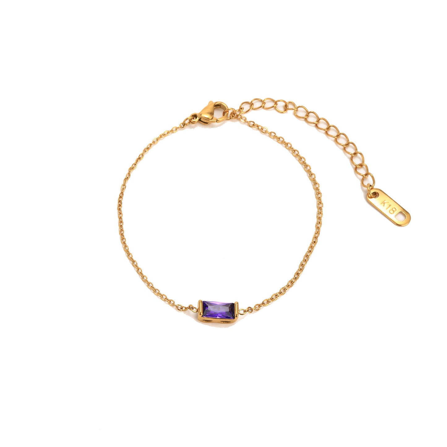 Stainless Steel Square Birthstone Bracelet
