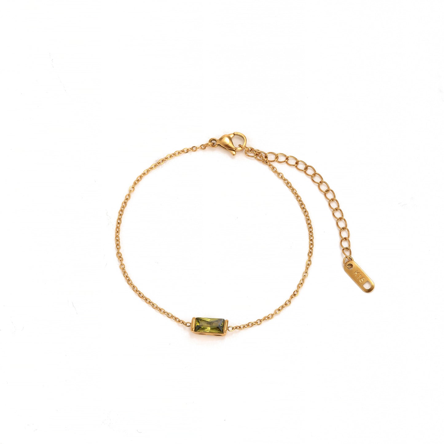 Stainless Steel Square Birthstone Bracelet