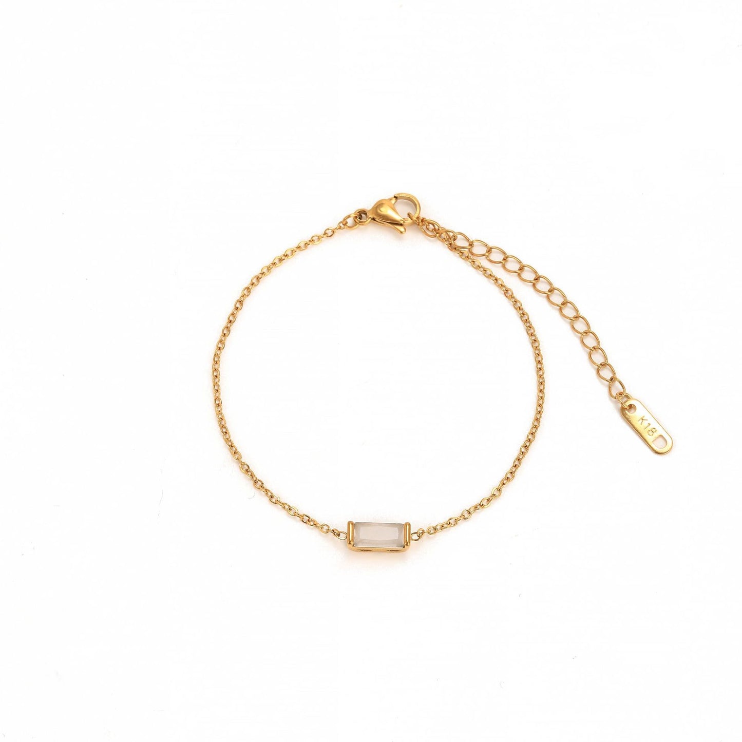 Stainless Steel Square Birthstone Bracelet