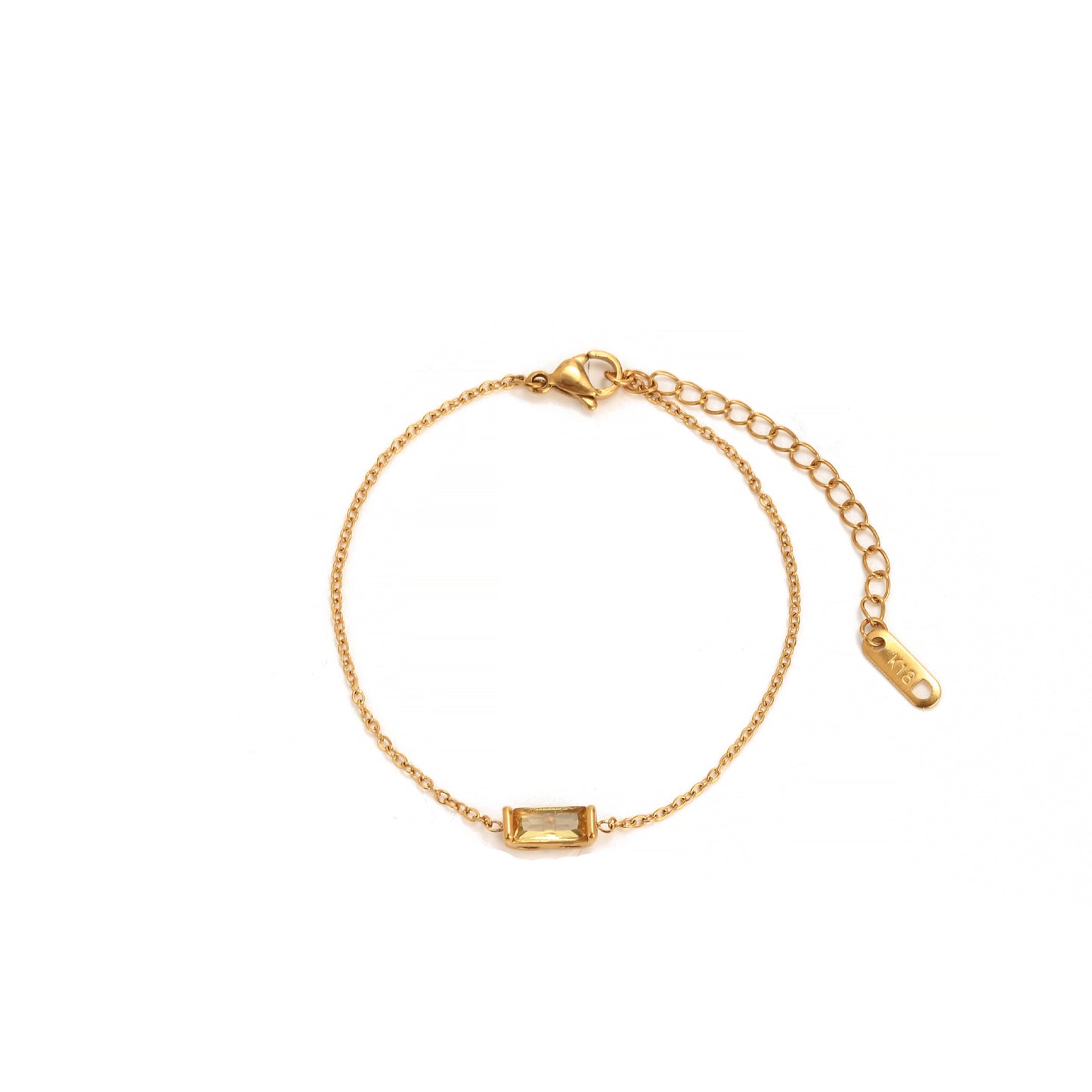 Stainless Steel Square Birthstone Bracelet