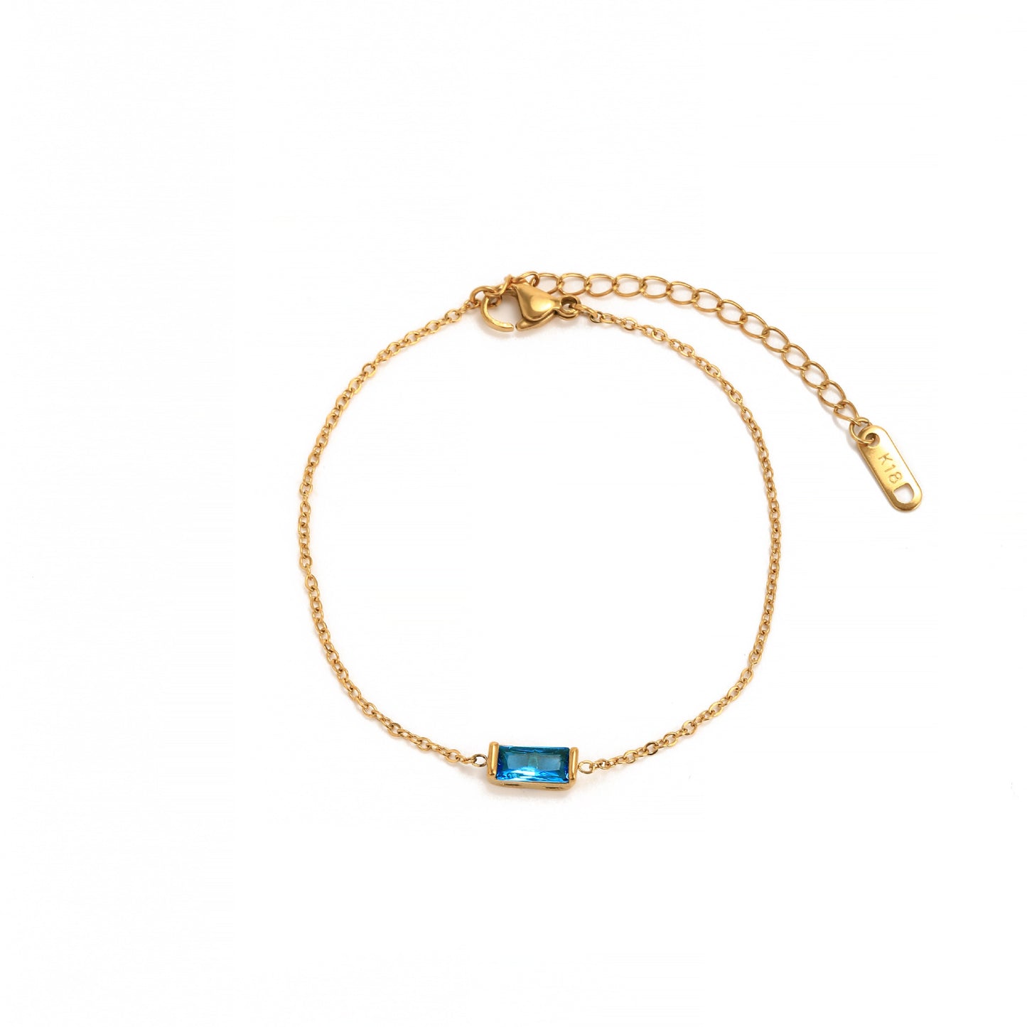 Stainless Steel Square Birthstone Bracelet