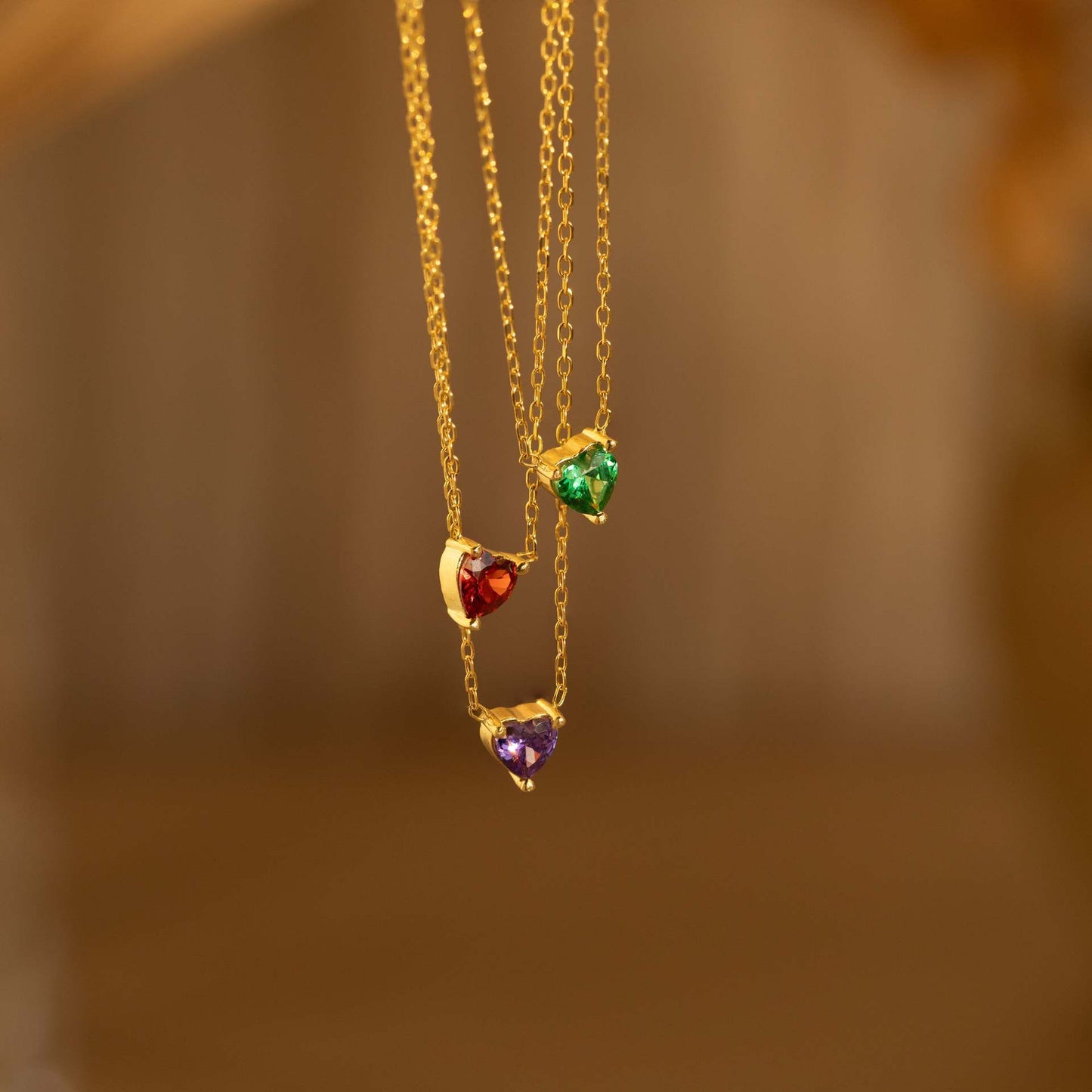 Stainless Steel Heart Birthstone Necklace