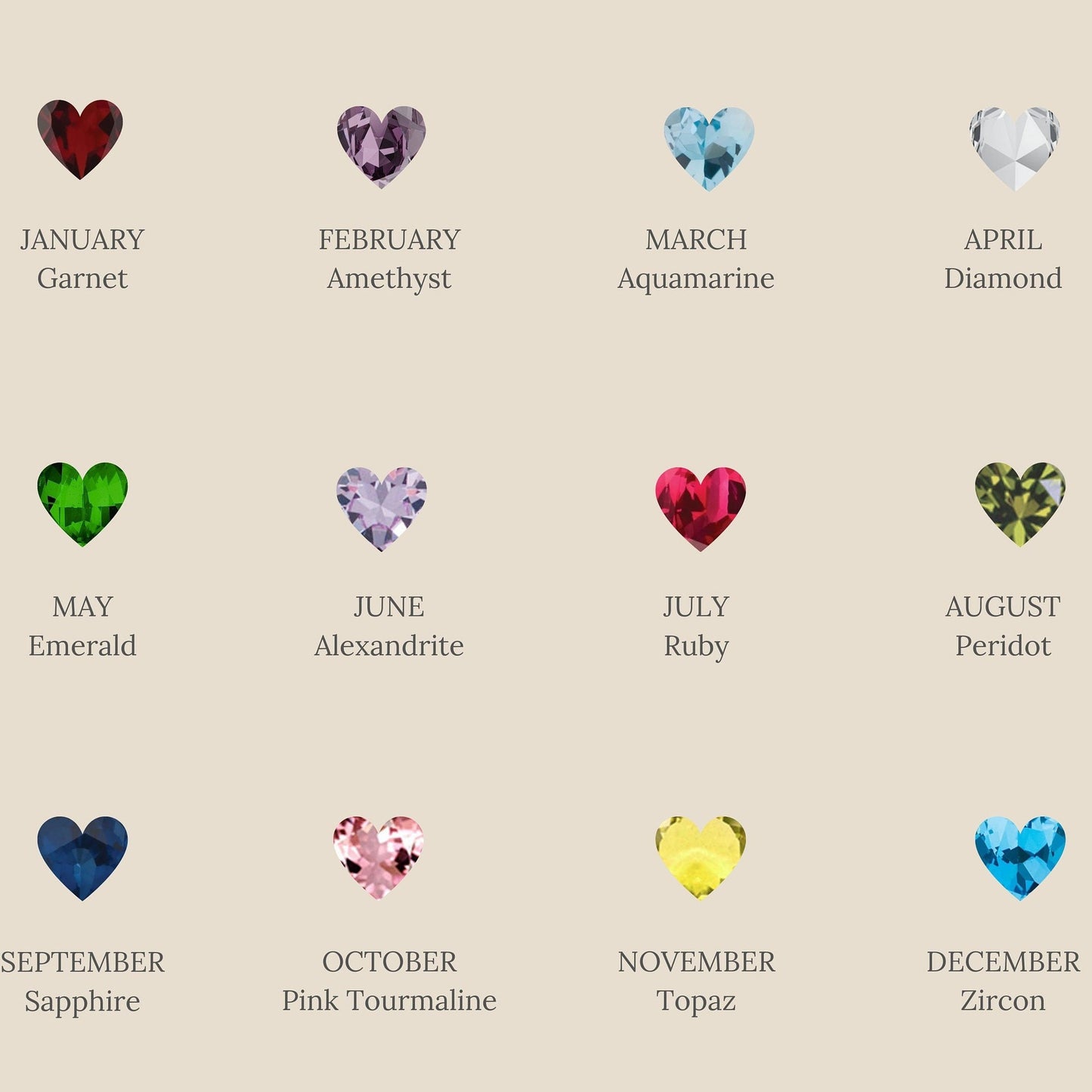 Stainless Steel Heart Birthstone Necklace