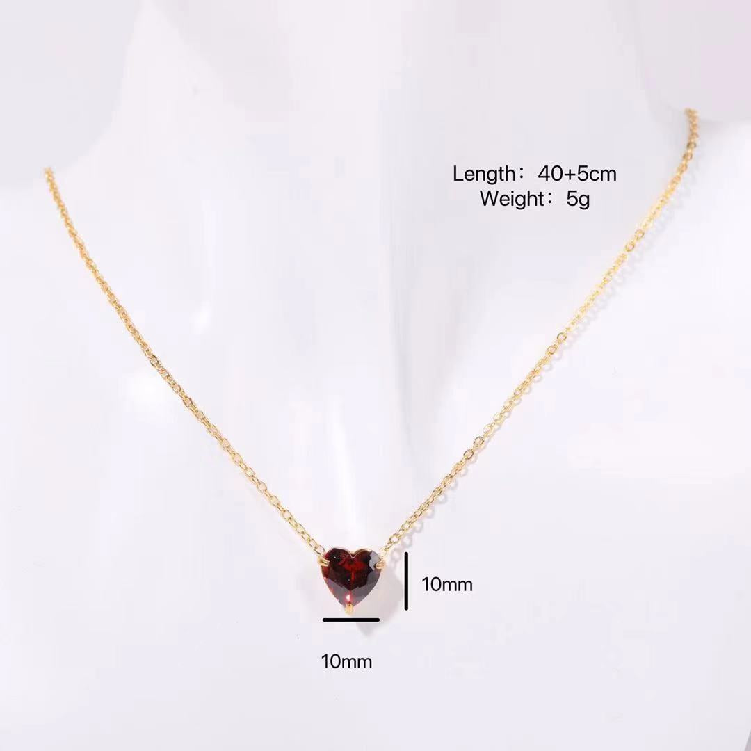 Stainless Steel Heart Birthstone Necklace