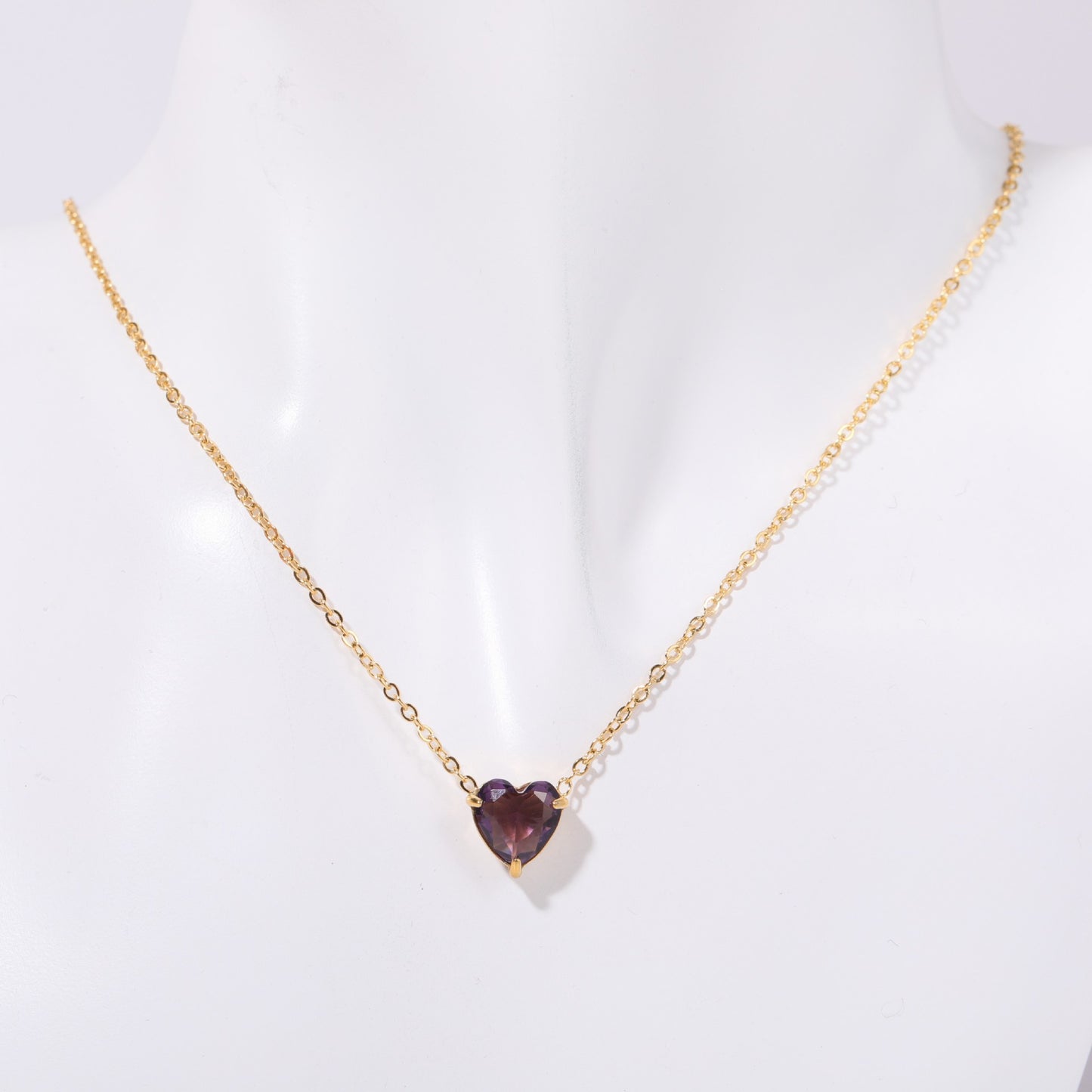 Stainless Steel Heart Birthstone Necklace
