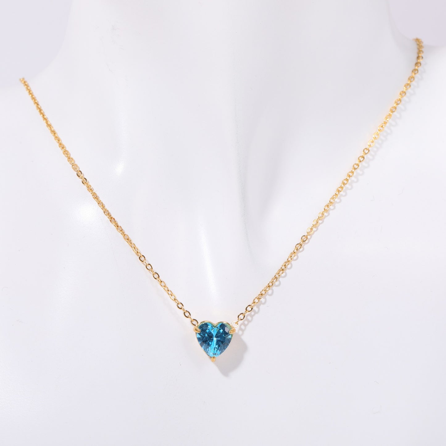 Stainless Steel Heart Birthstone Necklace