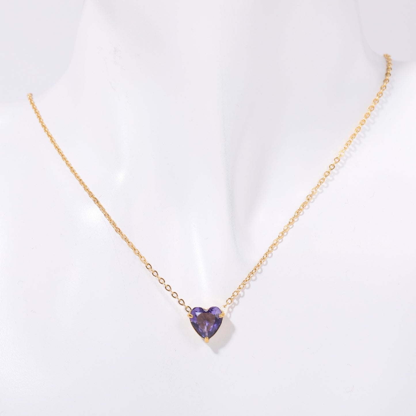 Stainless Steel Heart Birthstone Necklace