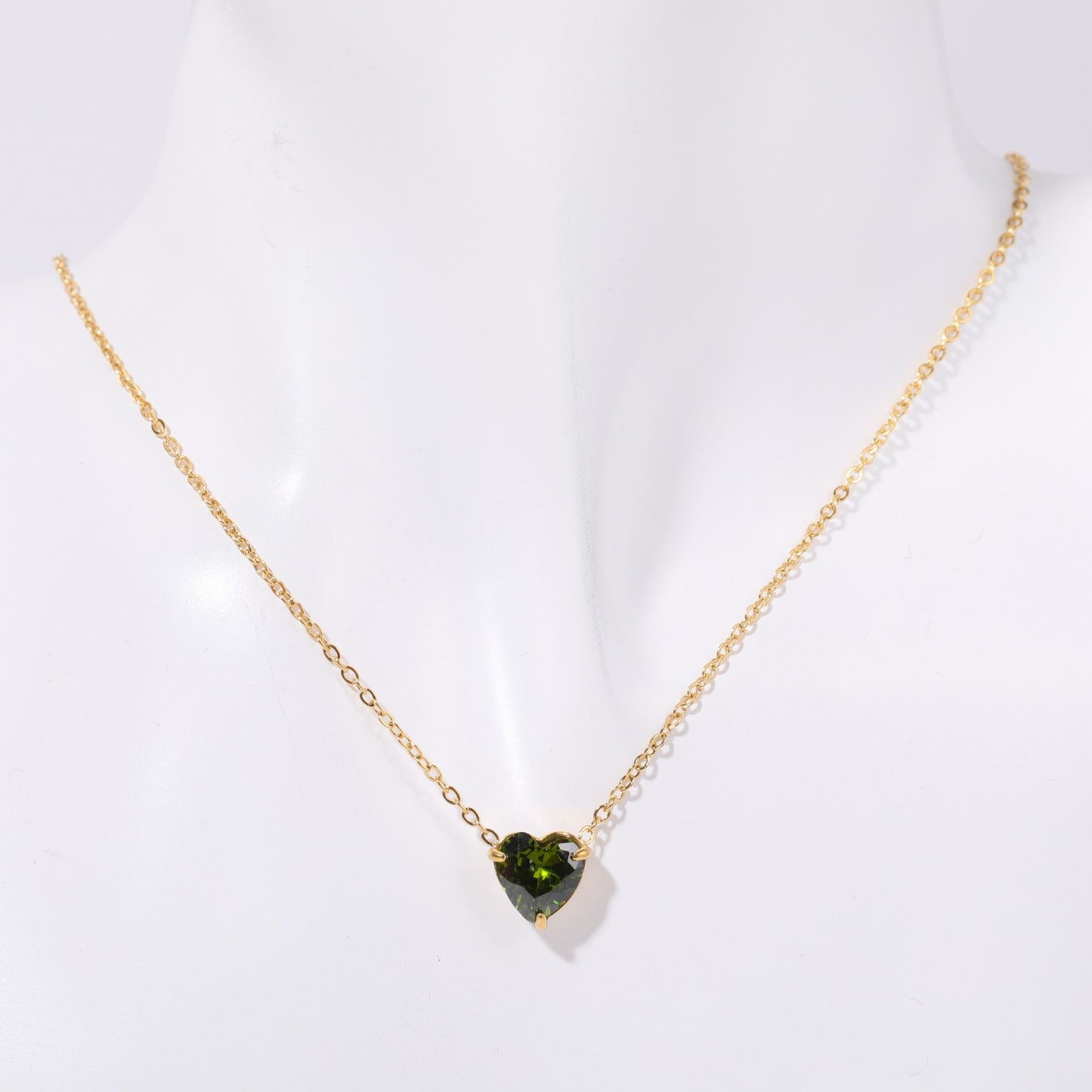 Stainless Steel Heart Birthstone Necklace