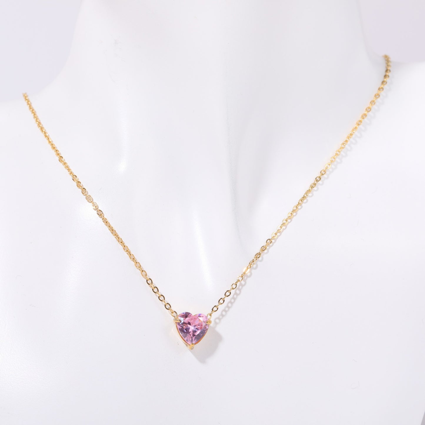 Stainless Steel Heart Birthstone Necklace