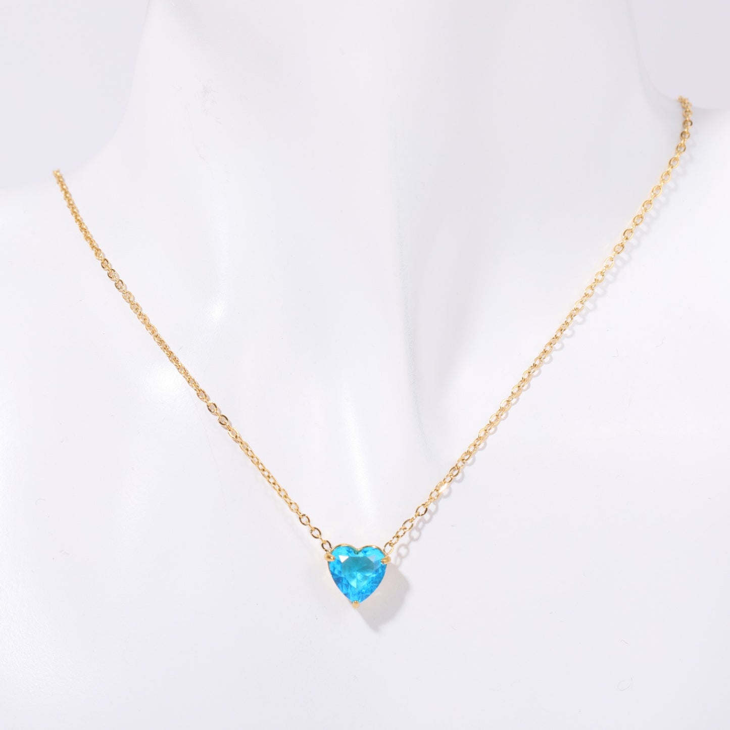 Stainless Steel Heart Birthstone Necklace