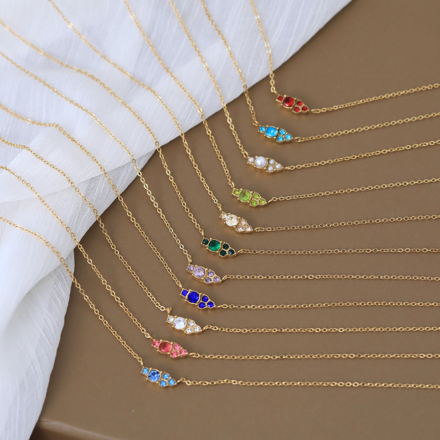 Stainless Steel Round Birthstone Combination Pendant Necklace