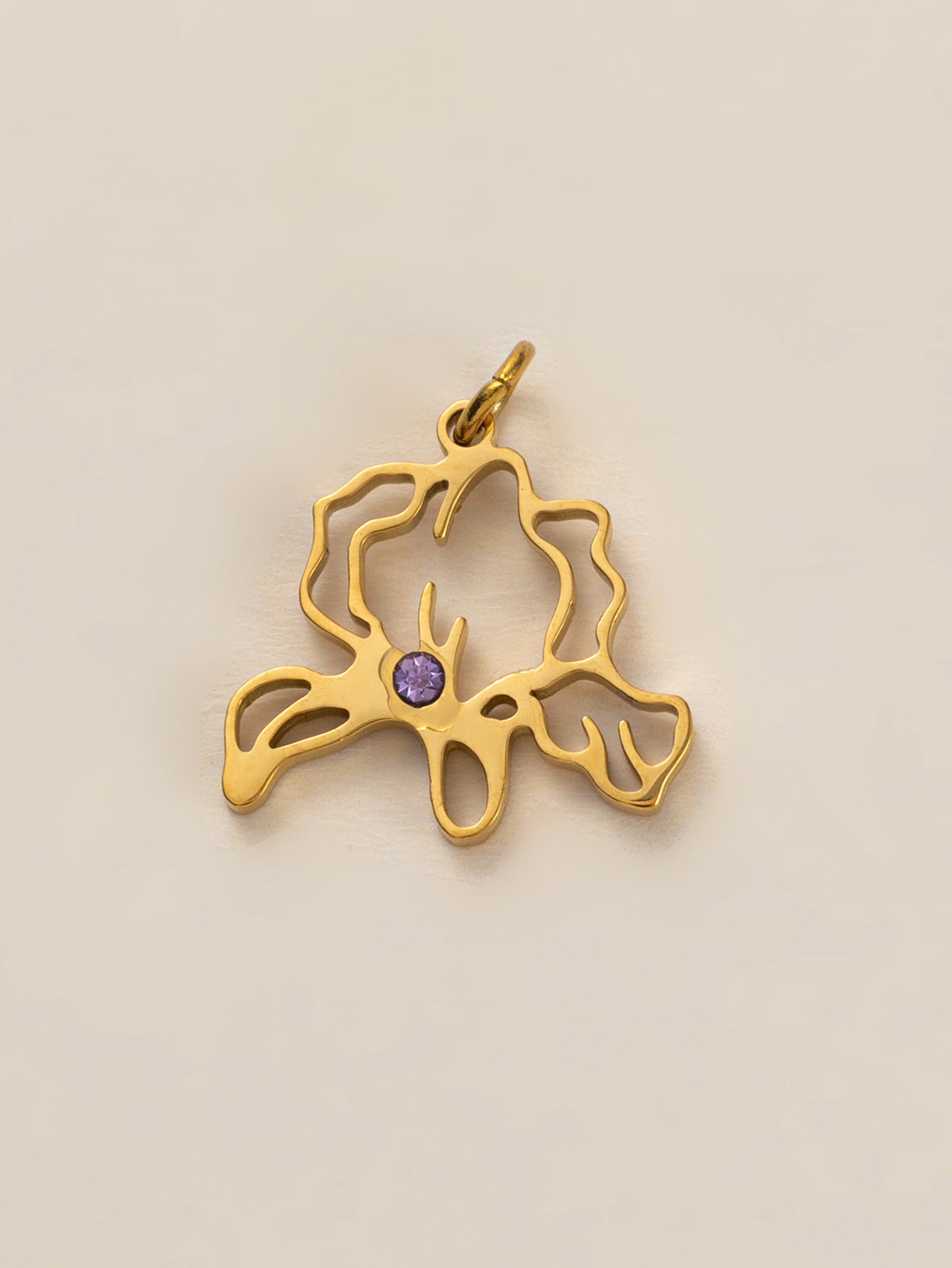 Stainless Steel Birth Flower Inlay Birthstone Pendant