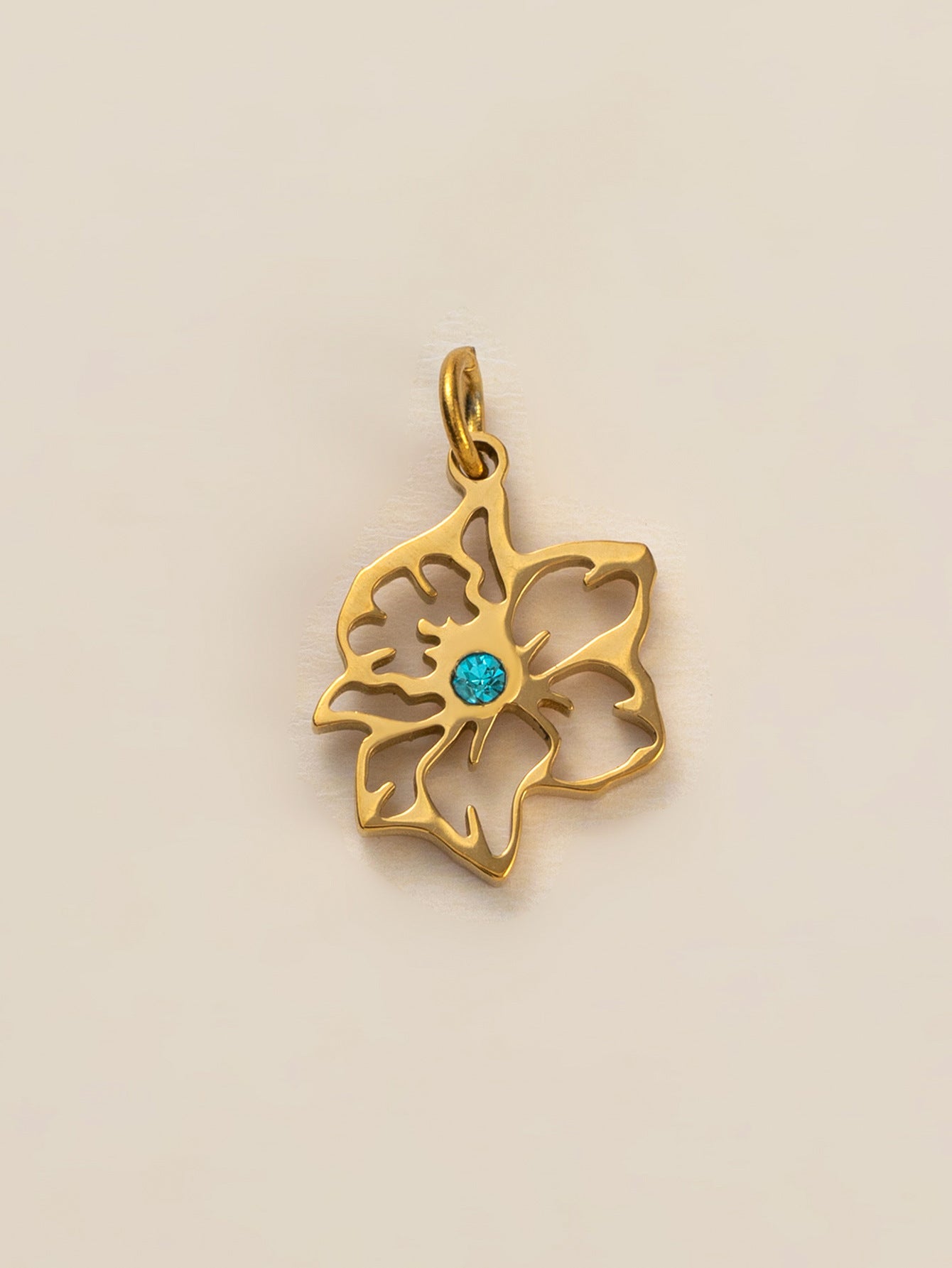 Stainless Steel Birth Flower Inlay Birthstone Pendant