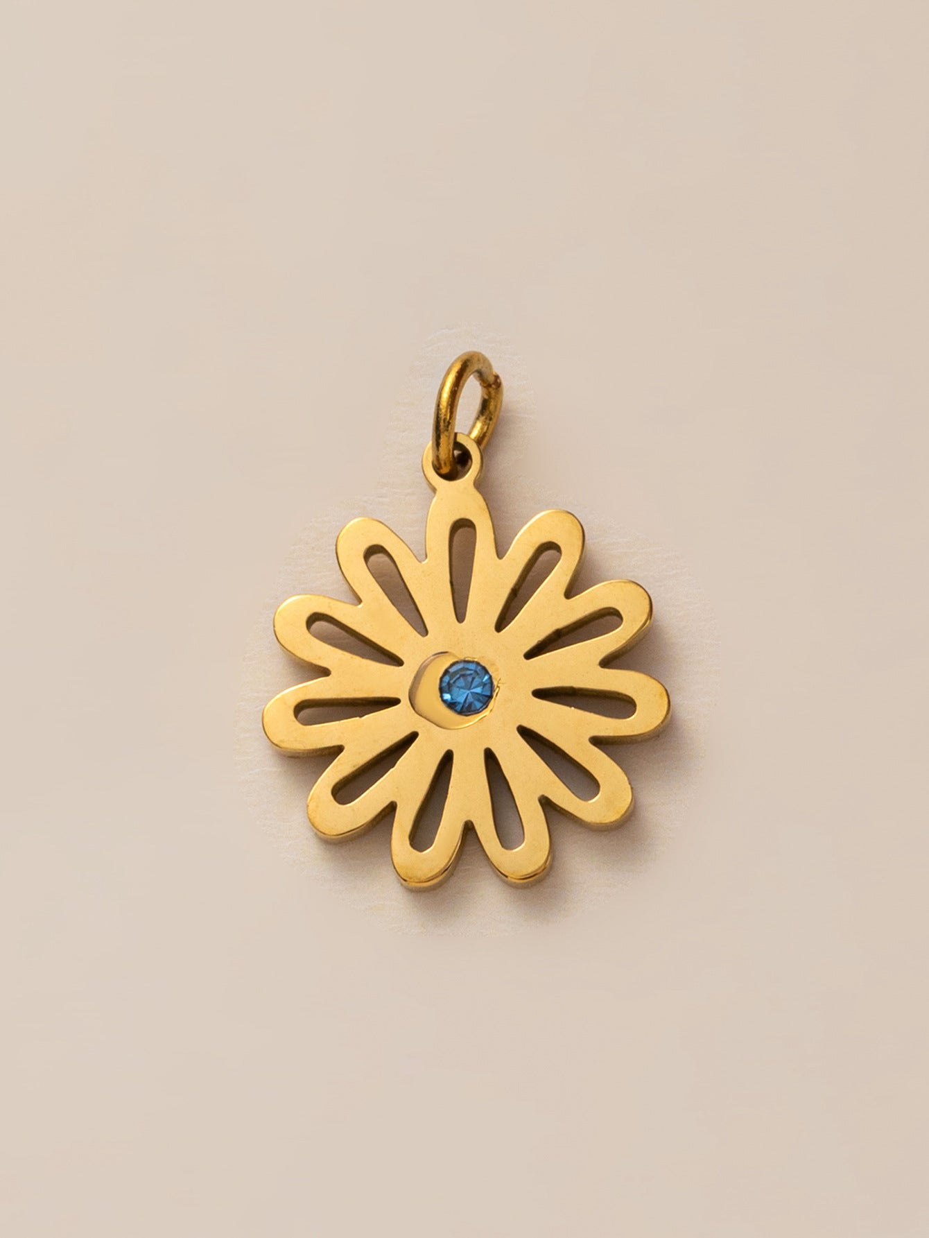 Stainless Steel Birth Flower Inlay Birthstone Pendant