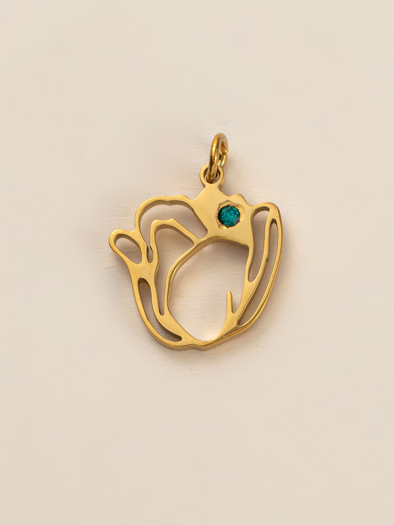 Stainless Steel Birth Flower Inlay Birthstone Pendant
