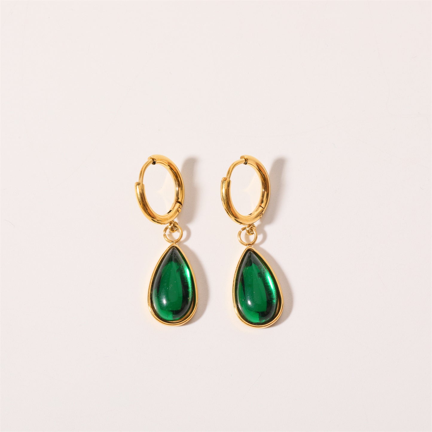 Stainless Steel Water Drop Birthstone Earrings
