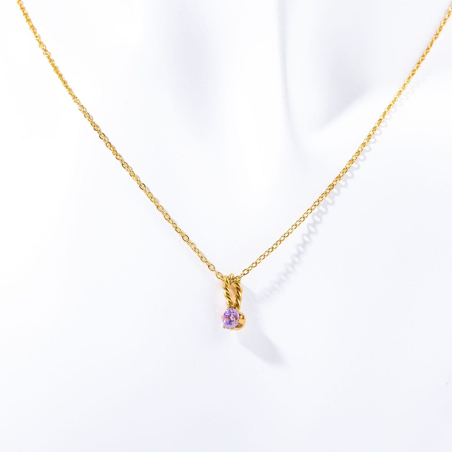 Stainless Steel Round Birthstone Pendant Necklace