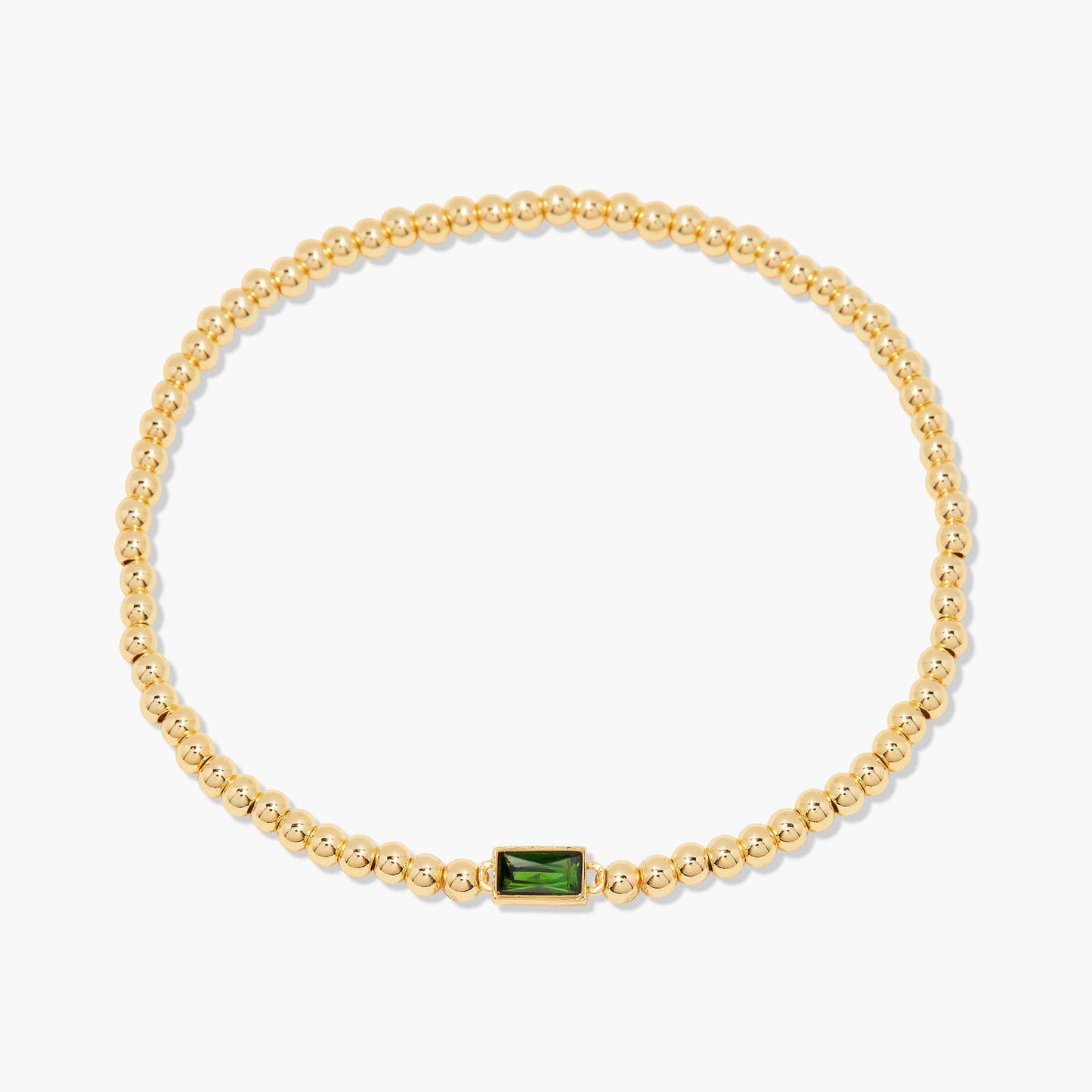 Stainless Steel Square Birthstone Beaded Bracelet