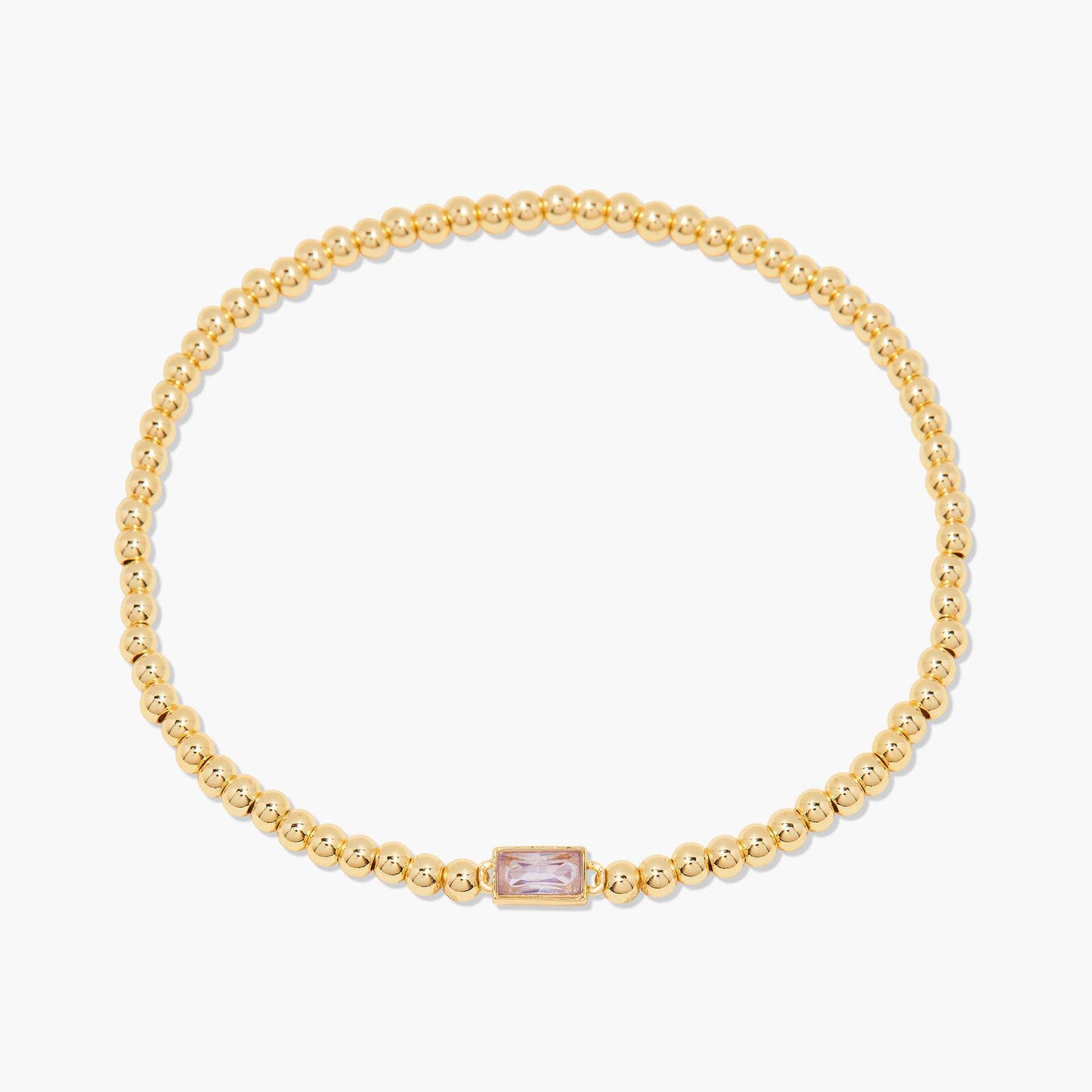 Stainless Steel Square Birthstone Beaded Bracelet
