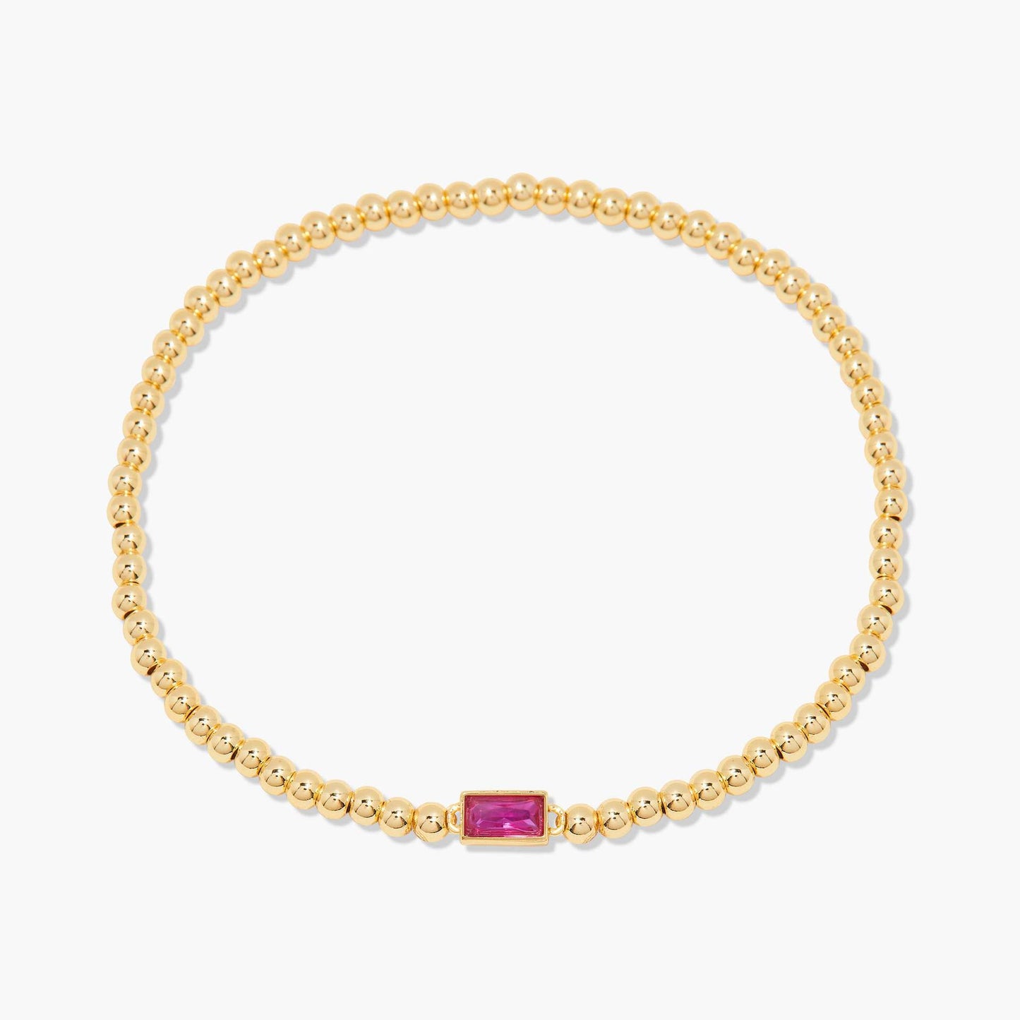 Stainless Steel Square Birthstone Beaded Bracelet