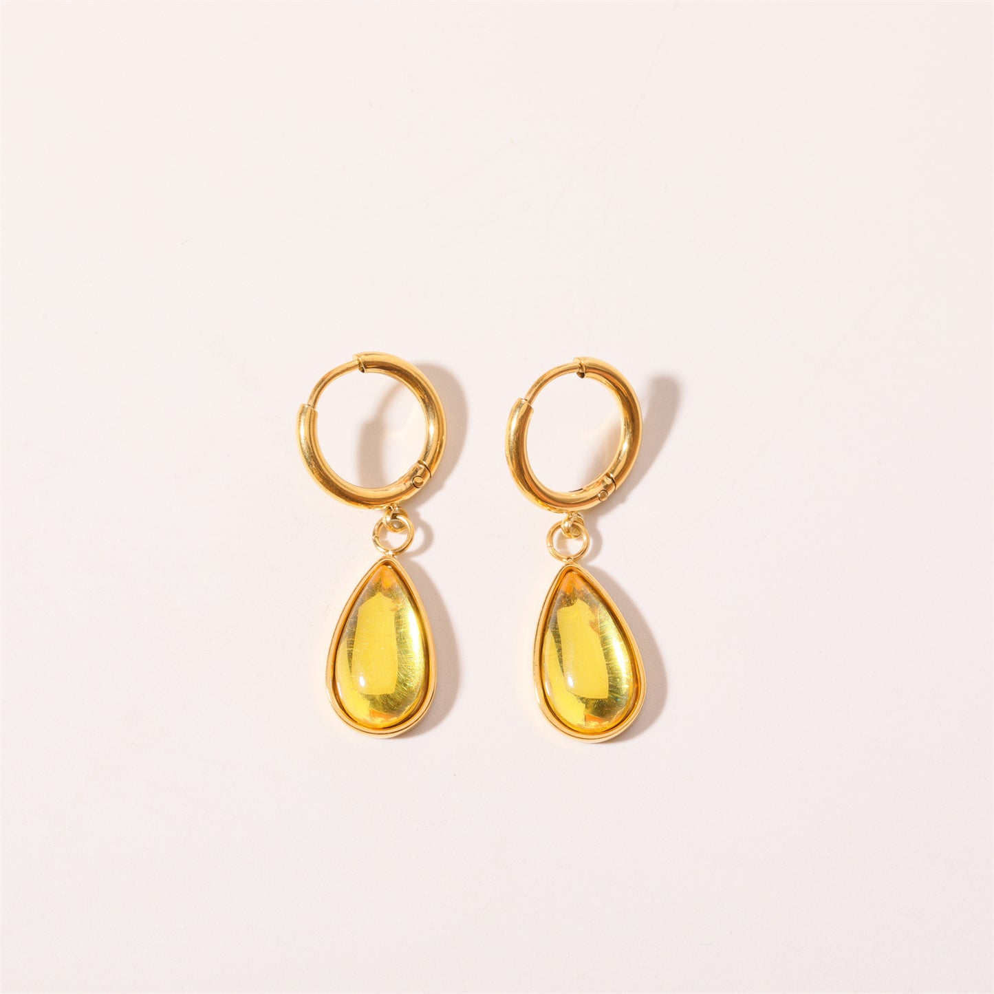 Stainless Steel Water Drop Birthstone Earrings