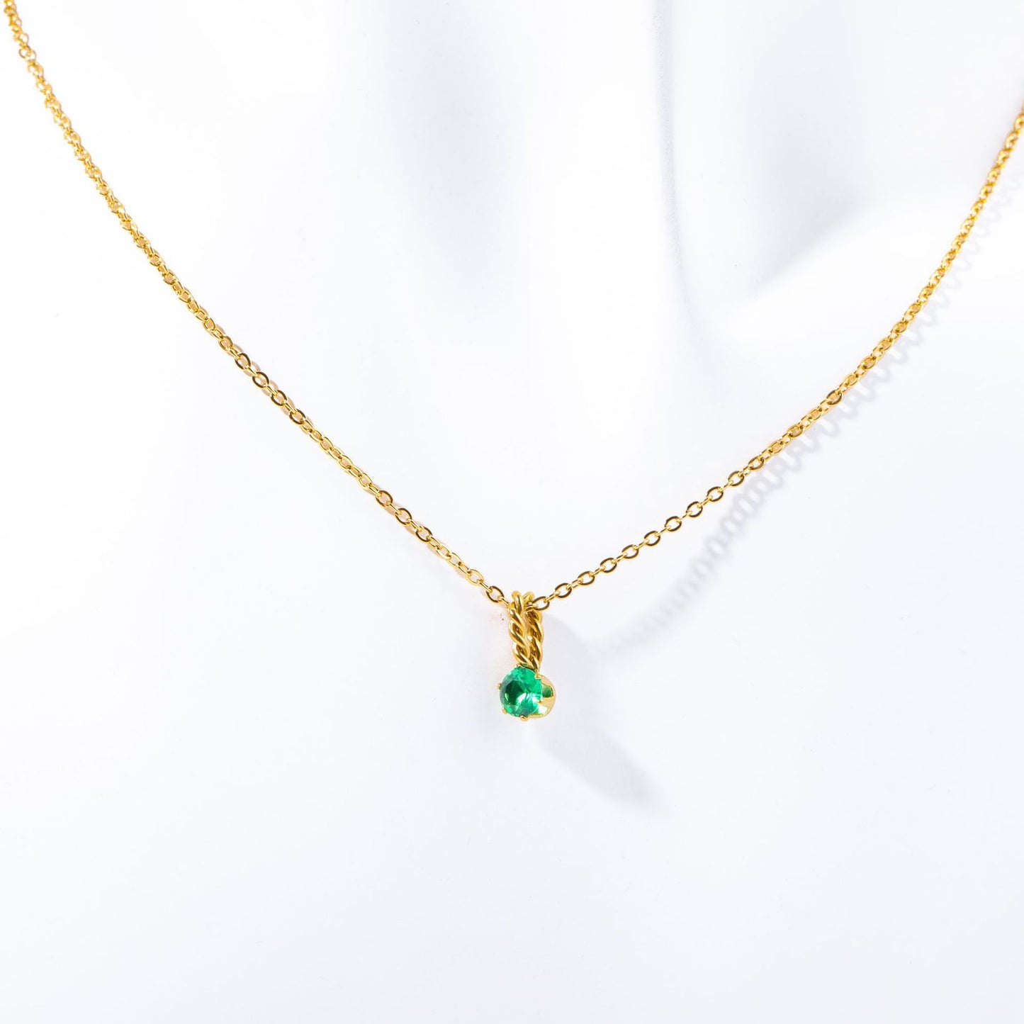 Stainless Steel Round Birthstone Pendant Necklace