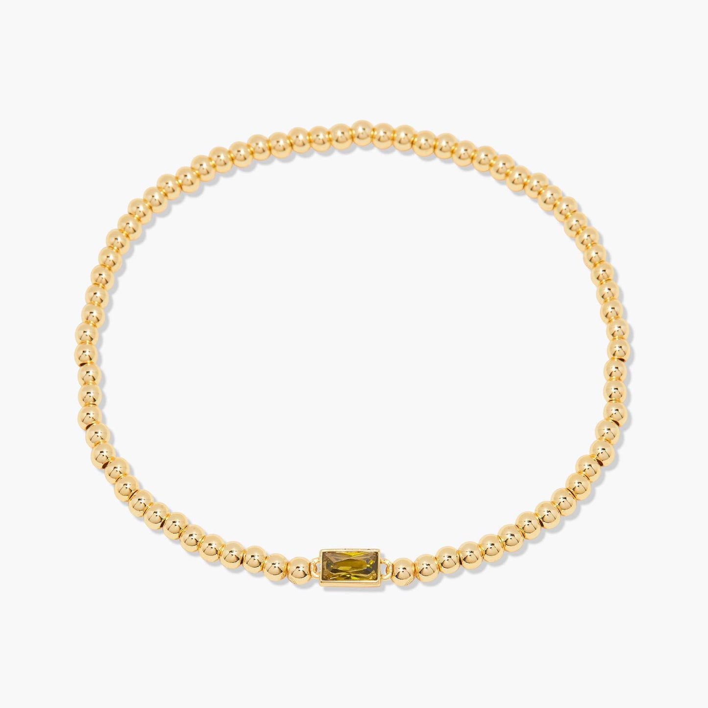 Stainless Steel Square Birthstone Beaded Bracelet