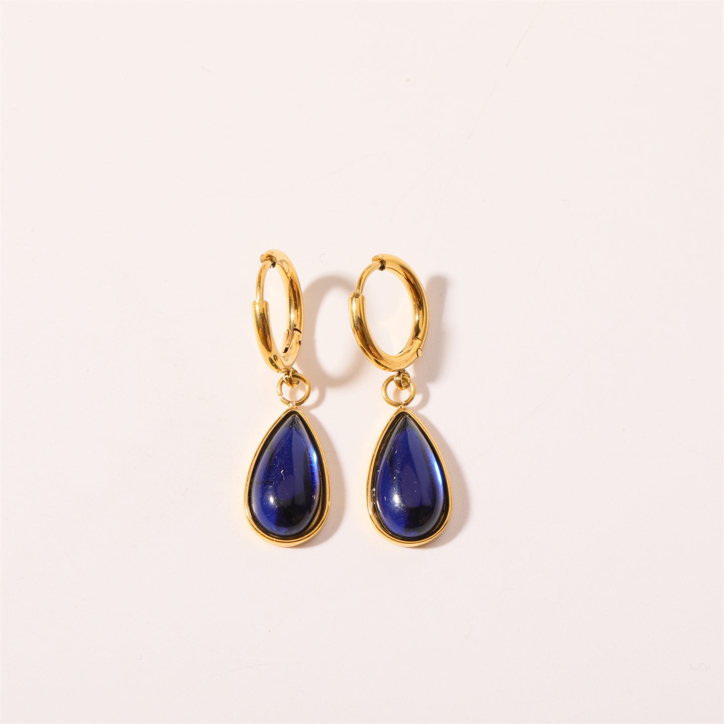 Stainless Steel Water Drop Birthstone Earrings