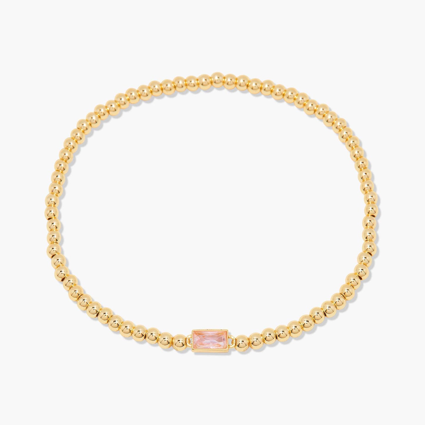 Stainless Steel Square Birthstone Beaded Bracelet