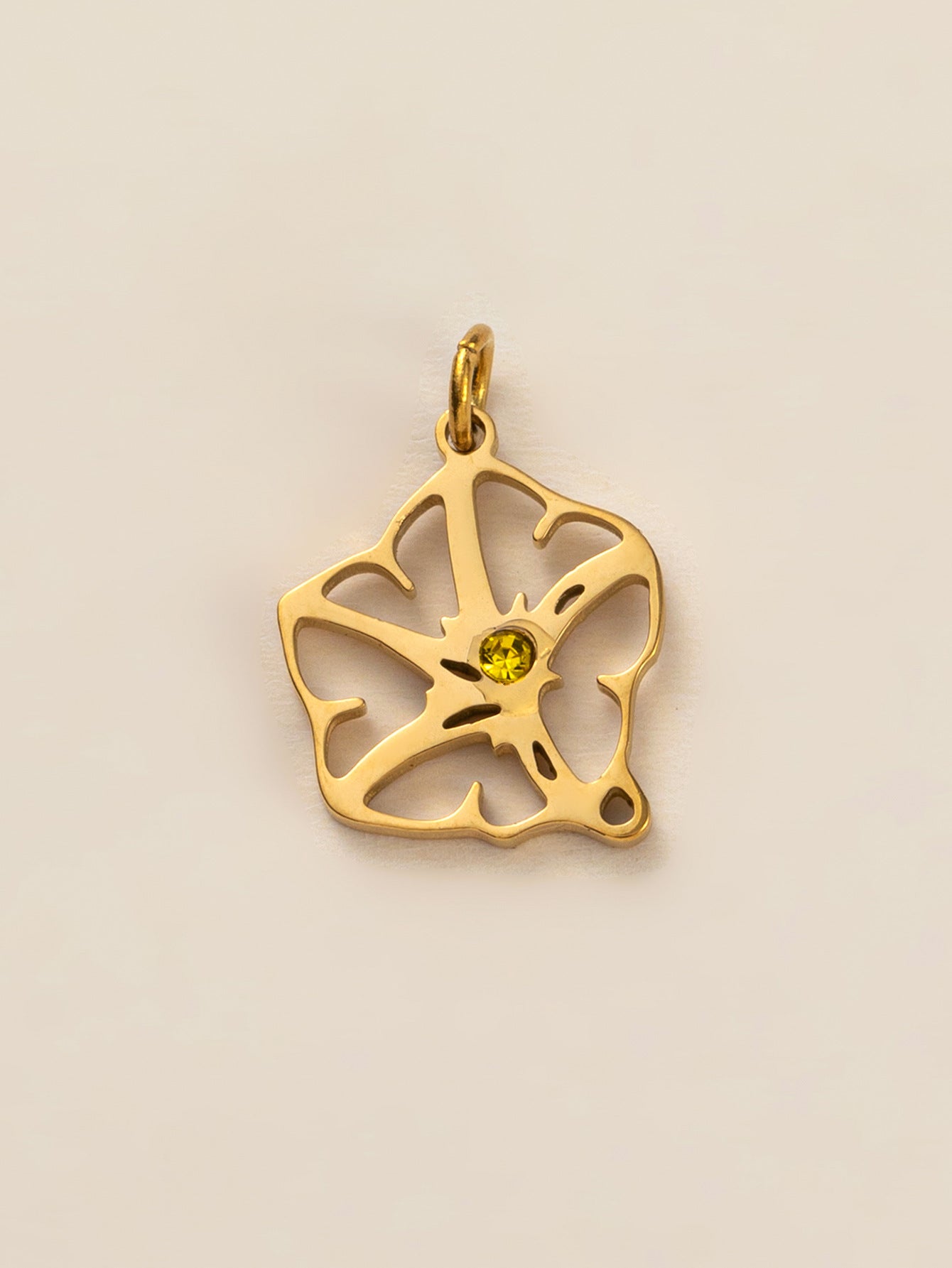 Stainless Steel Birth Flower Inlay Birthstone Pendant
