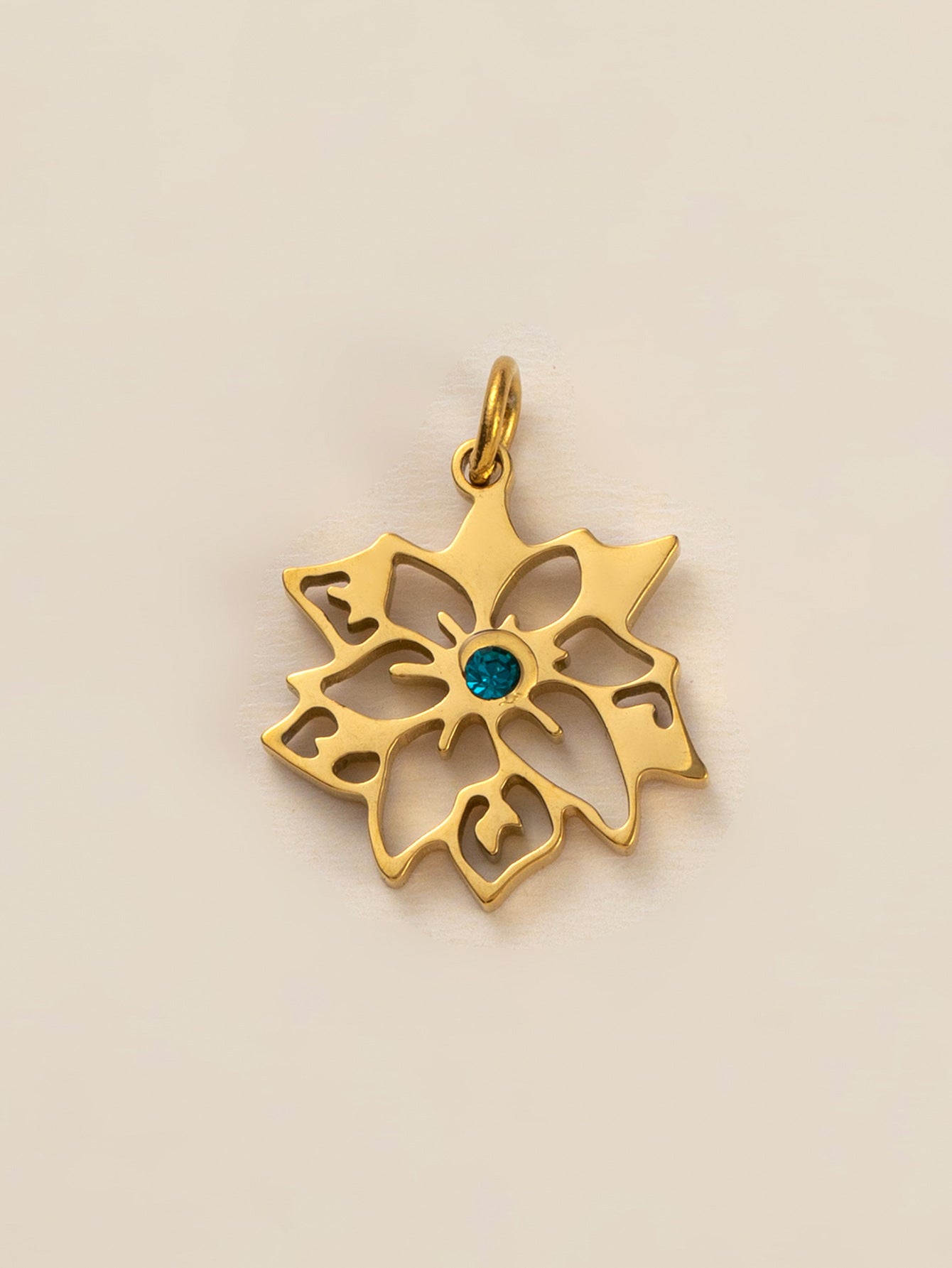 Stainless Steel Birth Flower Inlay Birthstone Pendant