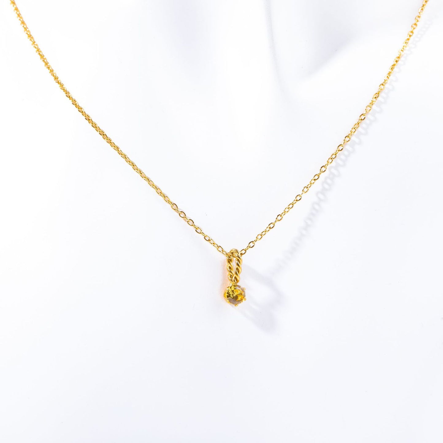 Stainless Steel Round Birthstone Pendant Necklace